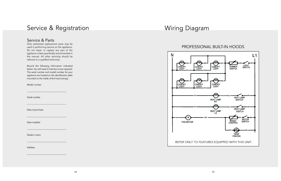 Viking F20470I EN manual Service & Registration, Wiring Diagram 