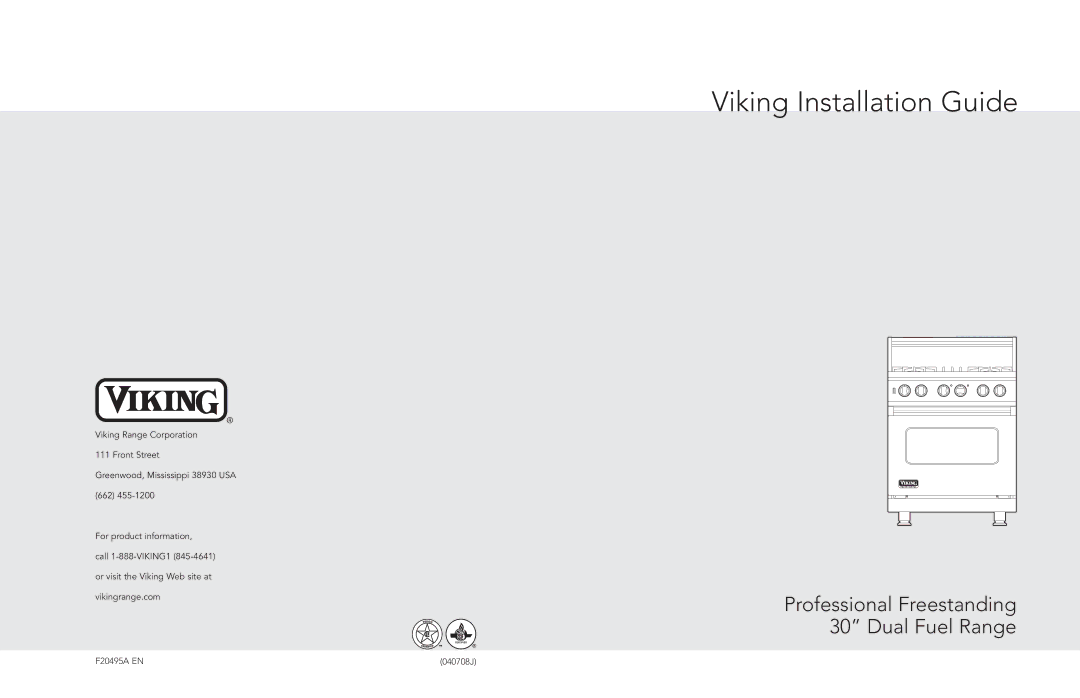 Viking F20495 manual Viking Installation Guide 