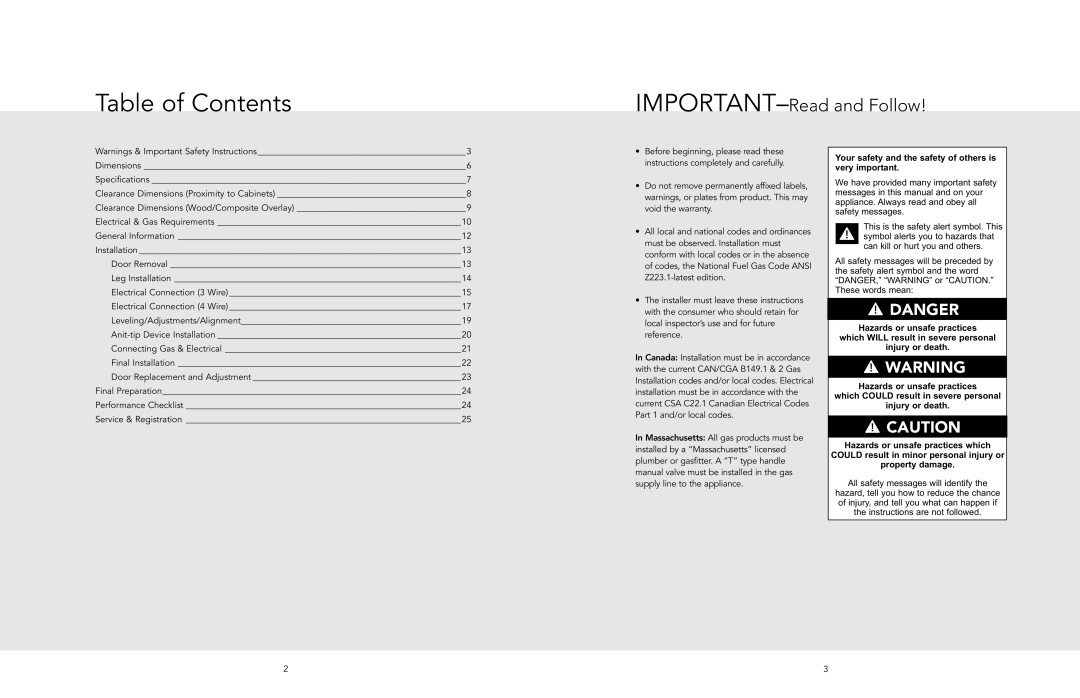 Viking F20495 manual Table of Contents 