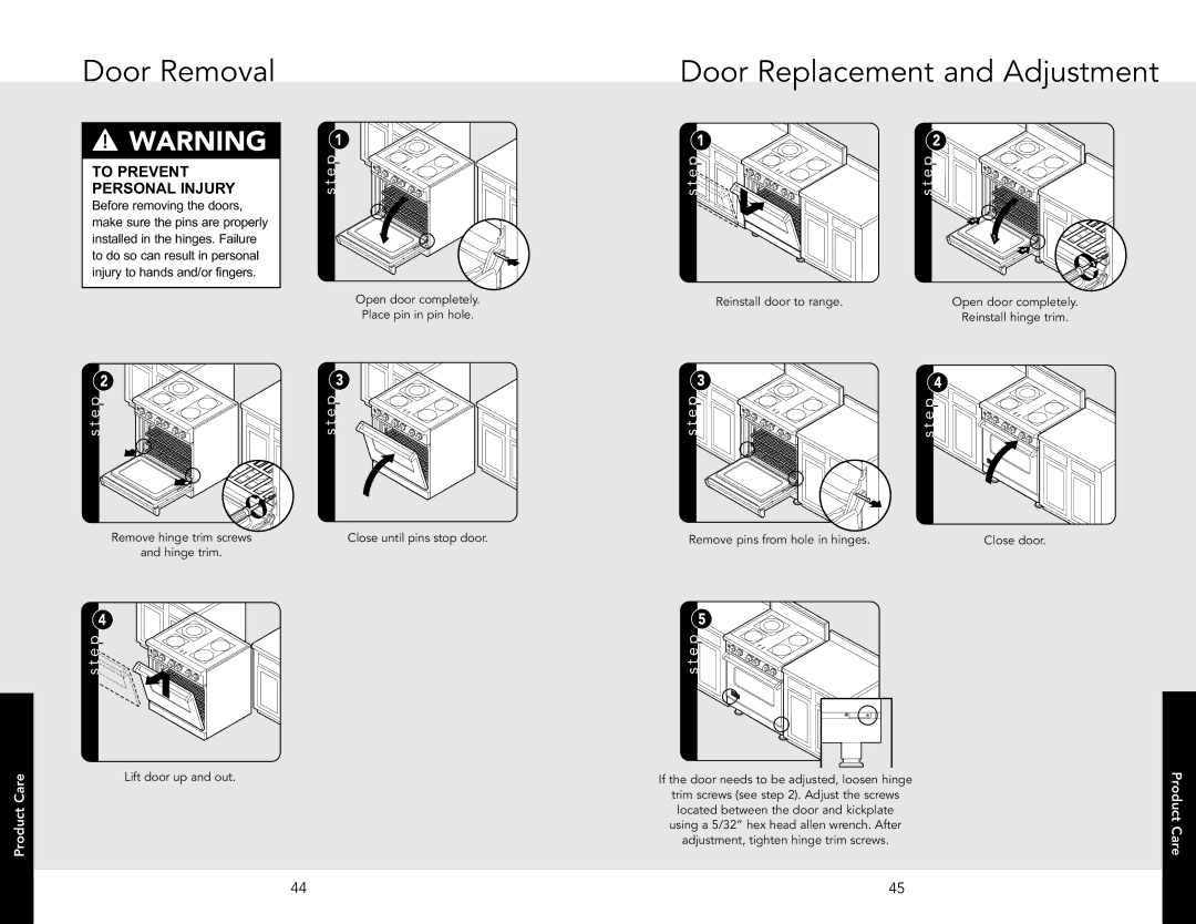 Viking F20507 manual Door Removal Door Replacement and Adjustment 