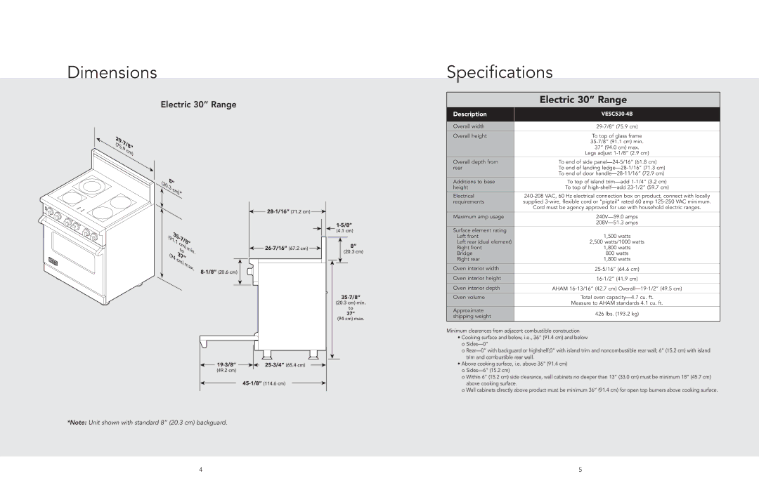 Viking F20508 manual Dimensions, Specifications 