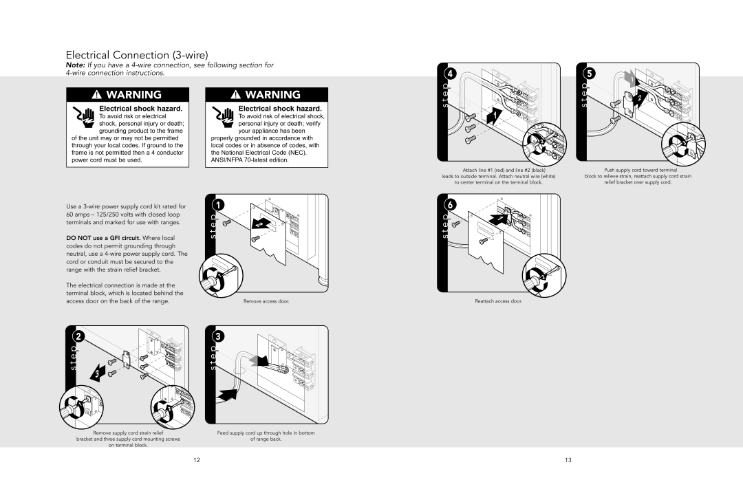 Viking F20508 manual Electrical Connection 3-wire 