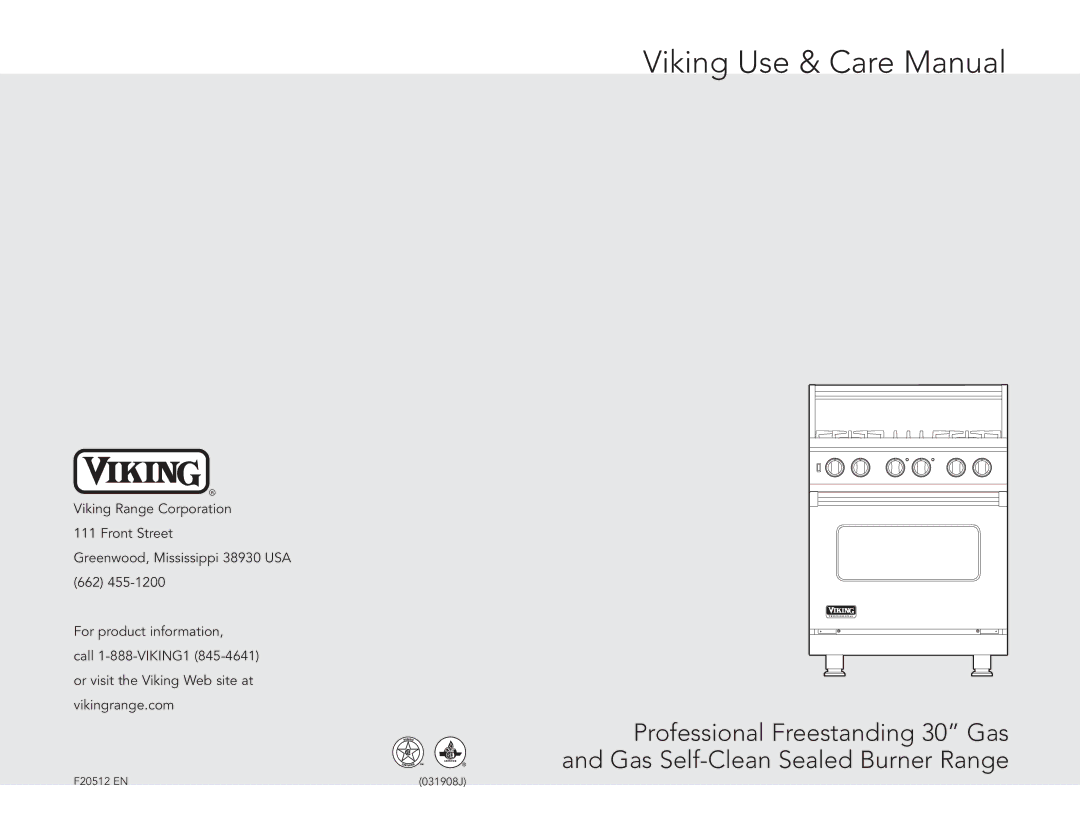 Viking F20512 manual Viking Use & Care Manual 
