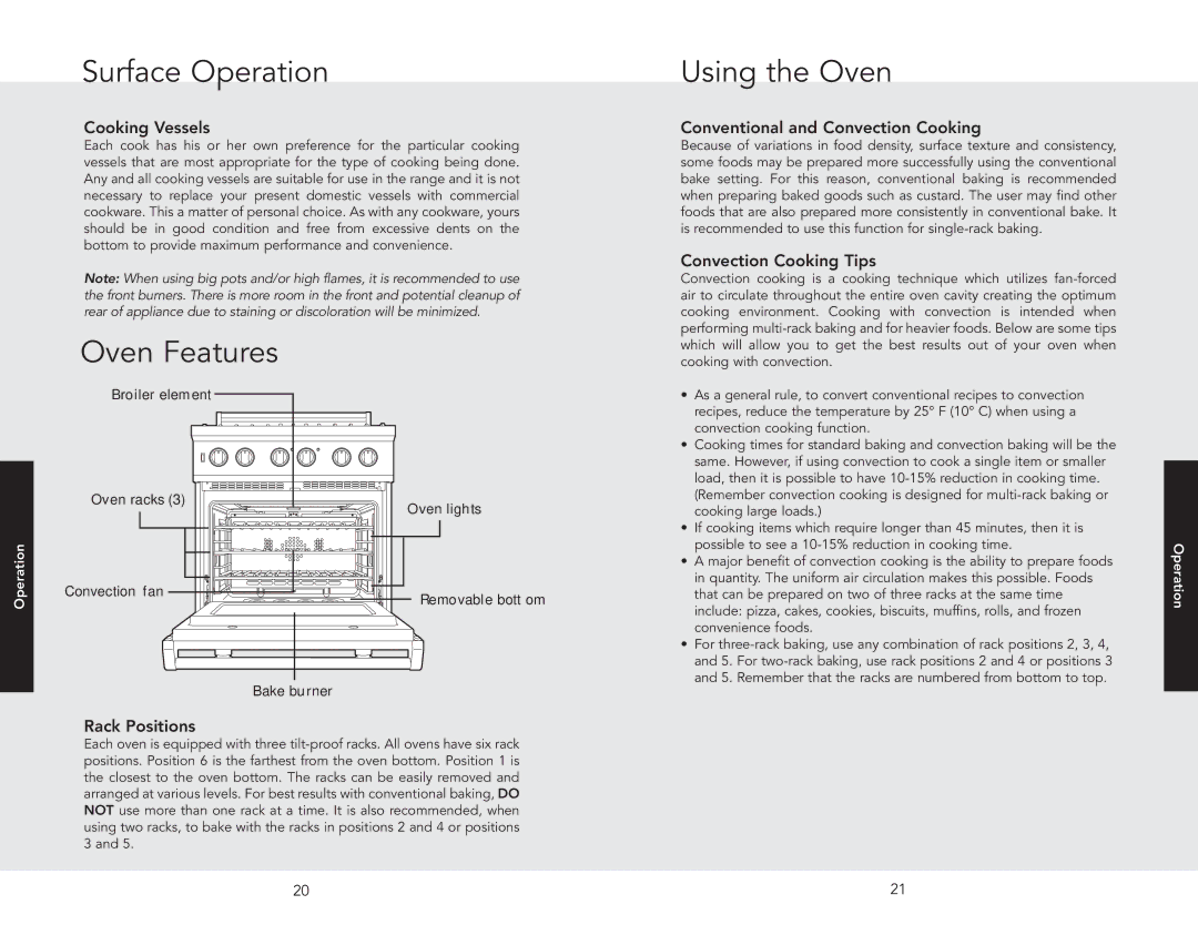 Viking F20512 manual Oven Features, Using the Oven 