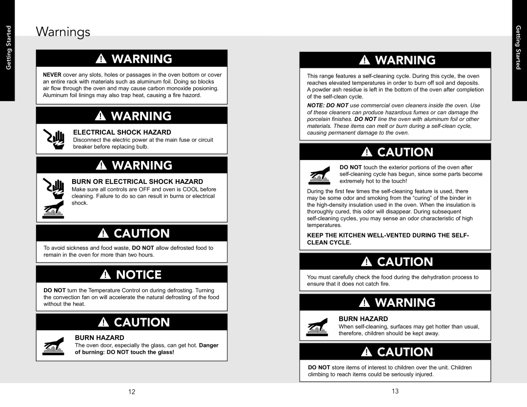 Viking F20512 manual Burn Hazard 