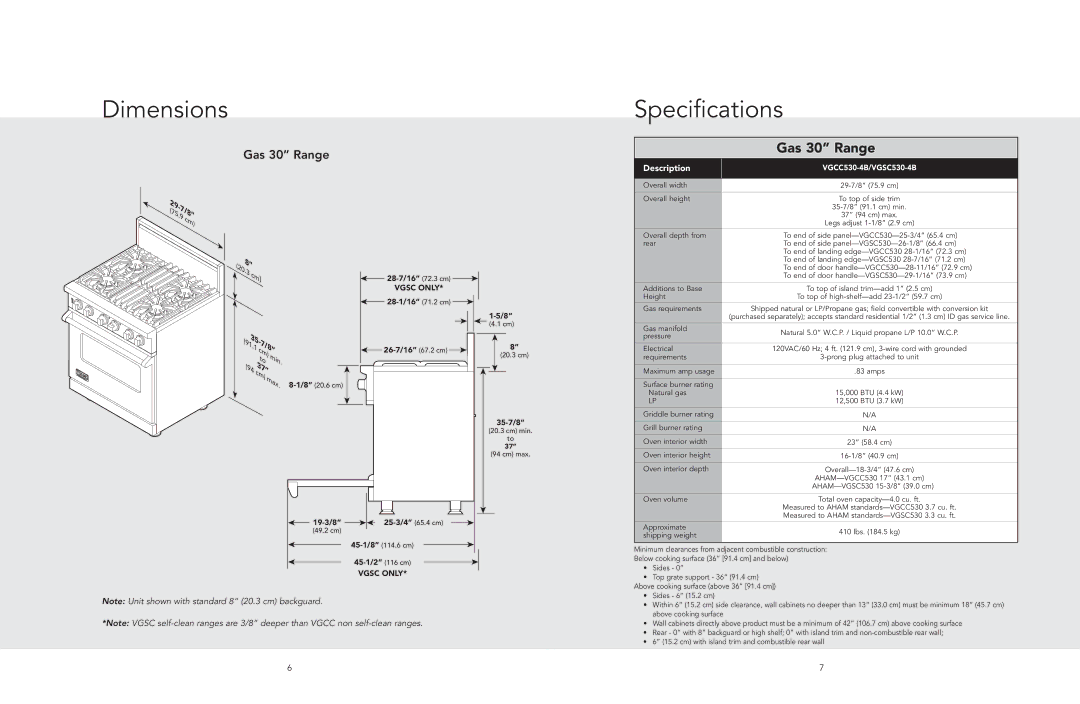 Viking F20513 manual Dimensions, Specifications 