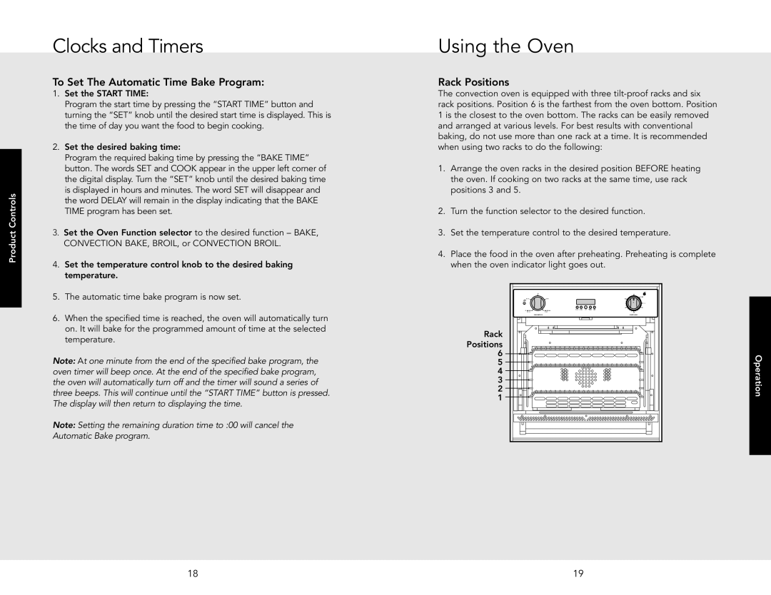 Viking F20516 manual Using the Oven, To Set The Automatic Time Bake Program, Rack Positions 