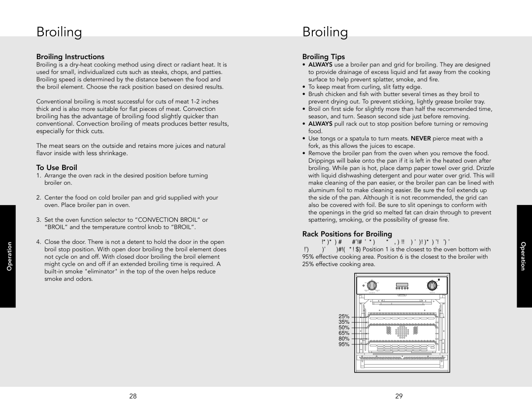 Viking F20516 manual Broiling Instructions, To Use Broil, Broiling Tips, Rack Positions for Broiling 