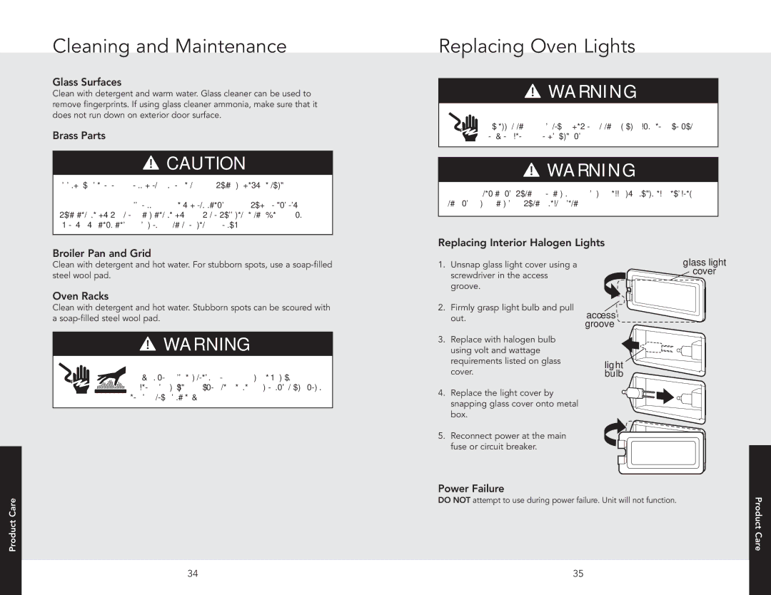 Viking F20516 manual Replacing Oven Lights 