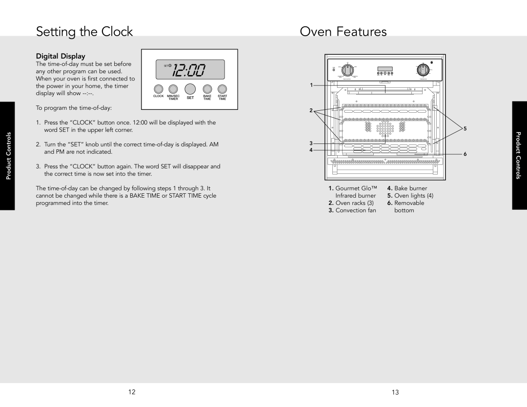 Viking F20516 manual Setting the Clock, Digital Display 