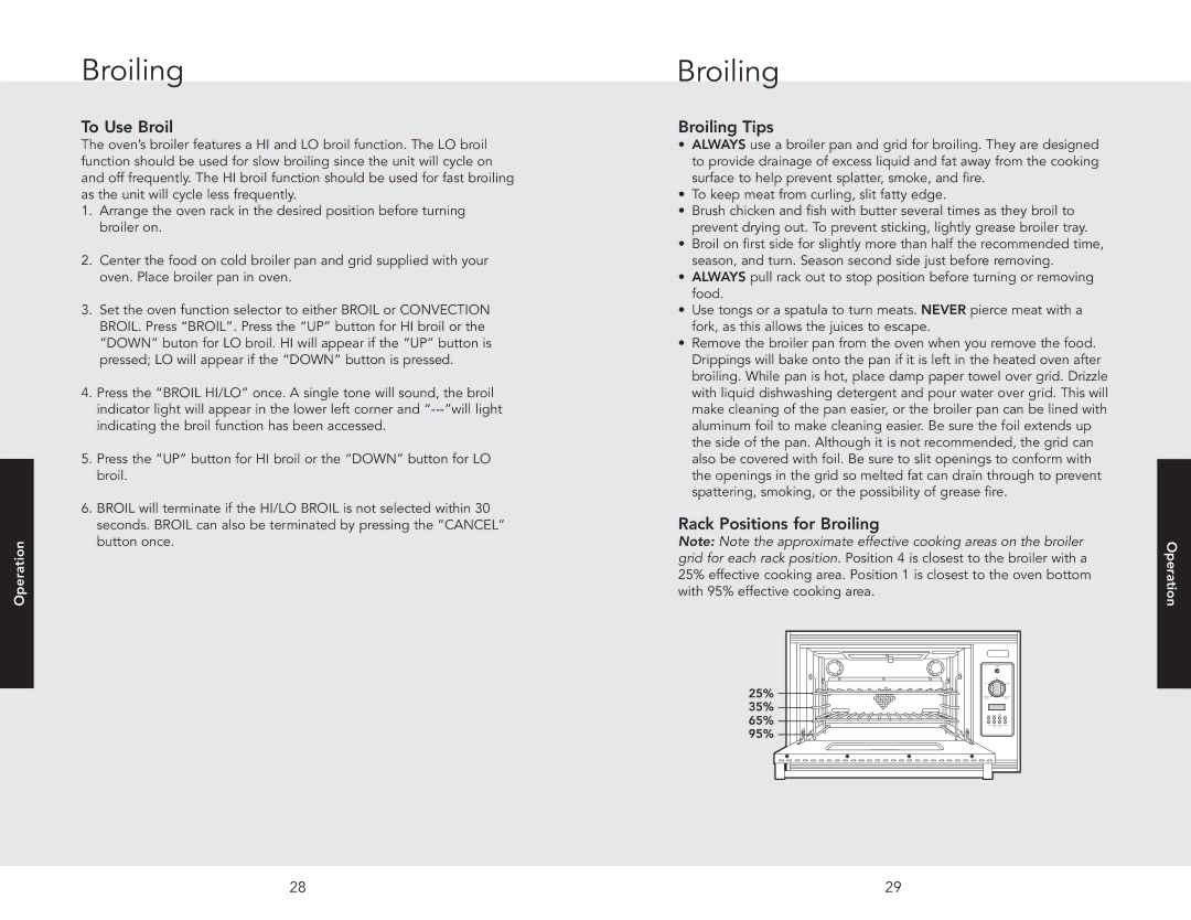 Viking F20517 manual To Use Broil, Broiling Tips, Rack Positions for Broiling 