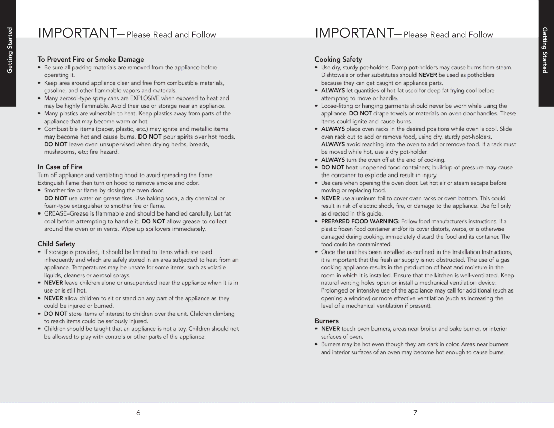 Viking F20517 manual To Prevent Fire or Smoke Damage 