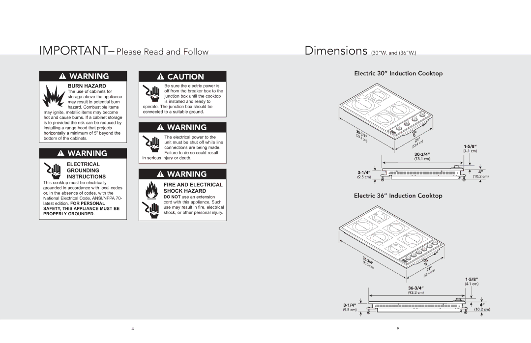 Viking F20529 manual Electric 36 Induction Cooktop 