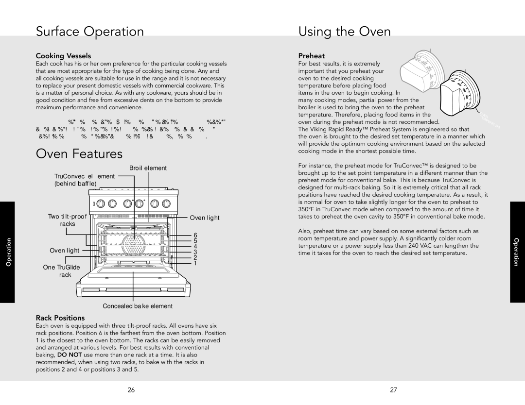 Viking F20532A manual Oven Features, Using the Oven, Cooking Vessels, Rack Positions 