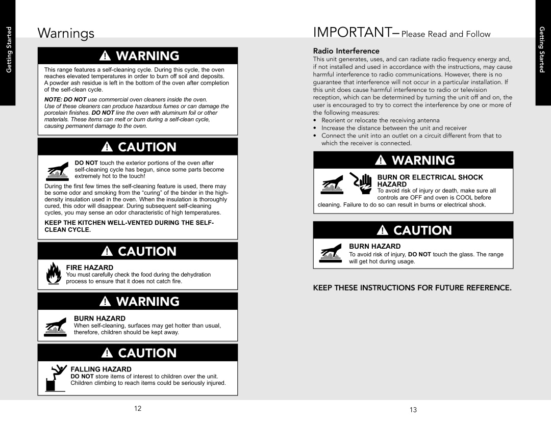 Viking F20537 manual Radio Interference, Fire Hazard Caution 
