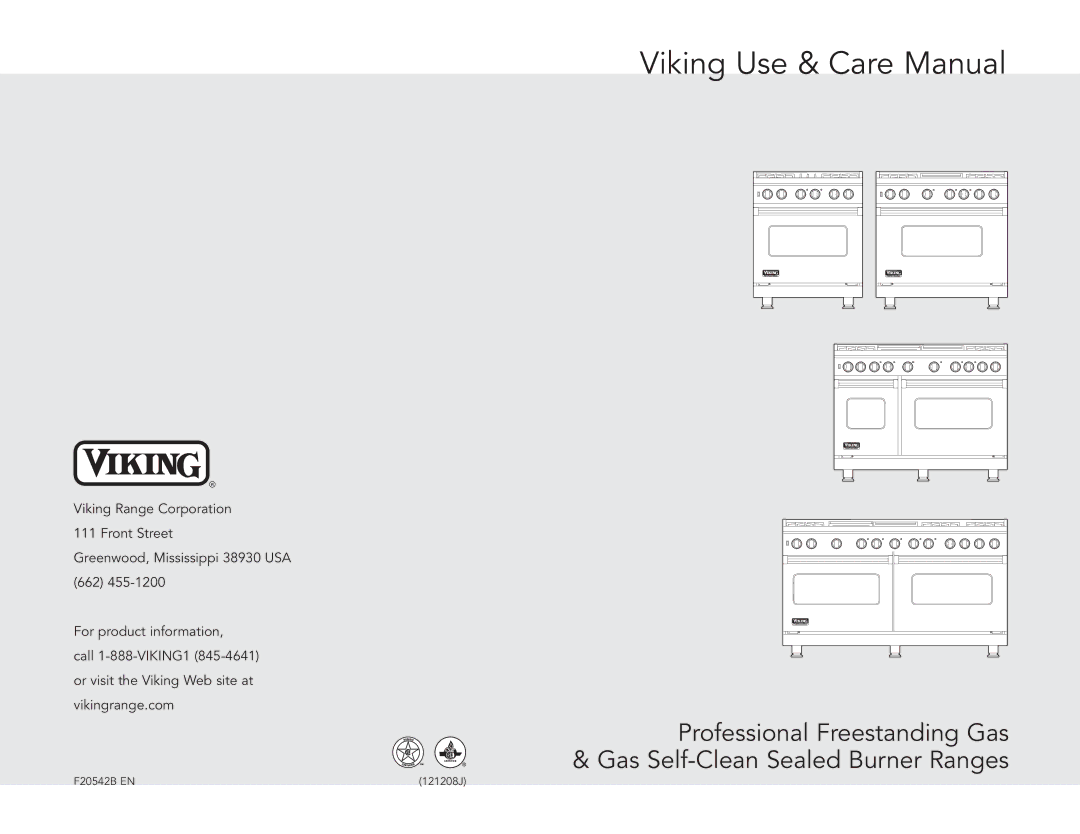 Viking F20542B manual Viking Use & Care Manual 