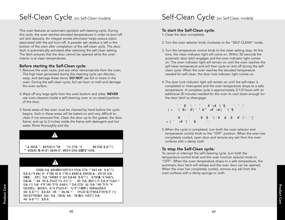 Viking F20542B manual Before starting the Self-Clean cycle, To start the Self-Clean cycle, To stop the Self-Clean cycle 