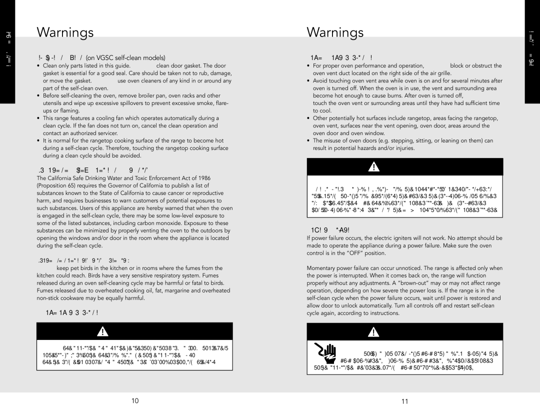 Viking F20542B manual Power Failure Warning 