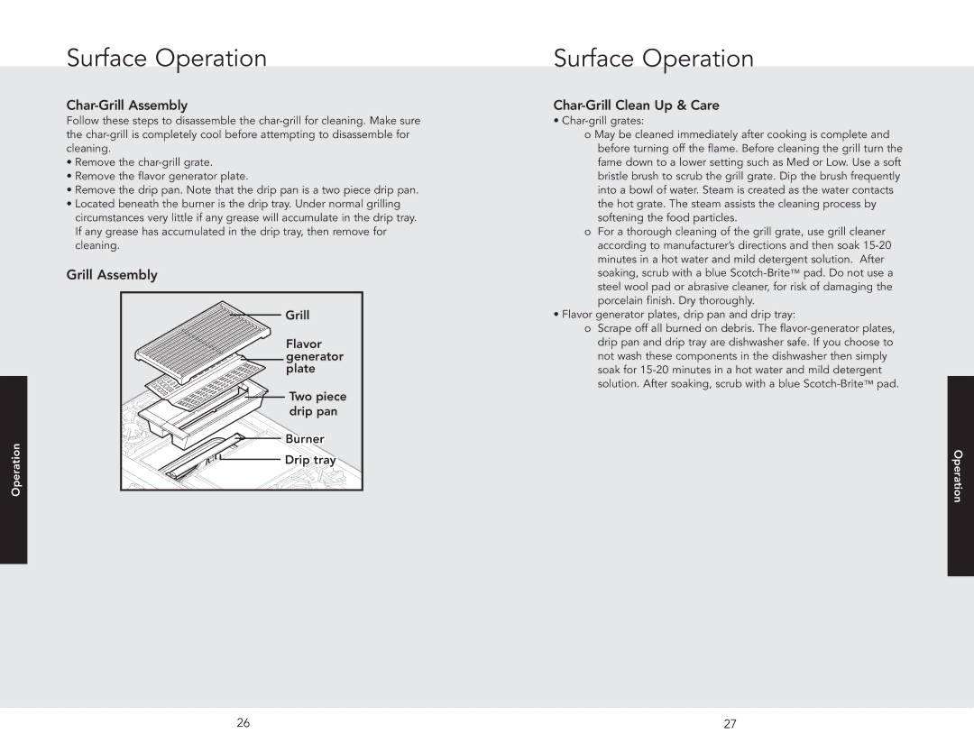 Viking F20543 manual Char-Grill Assembly, Char-Grill Clean Up & Care 