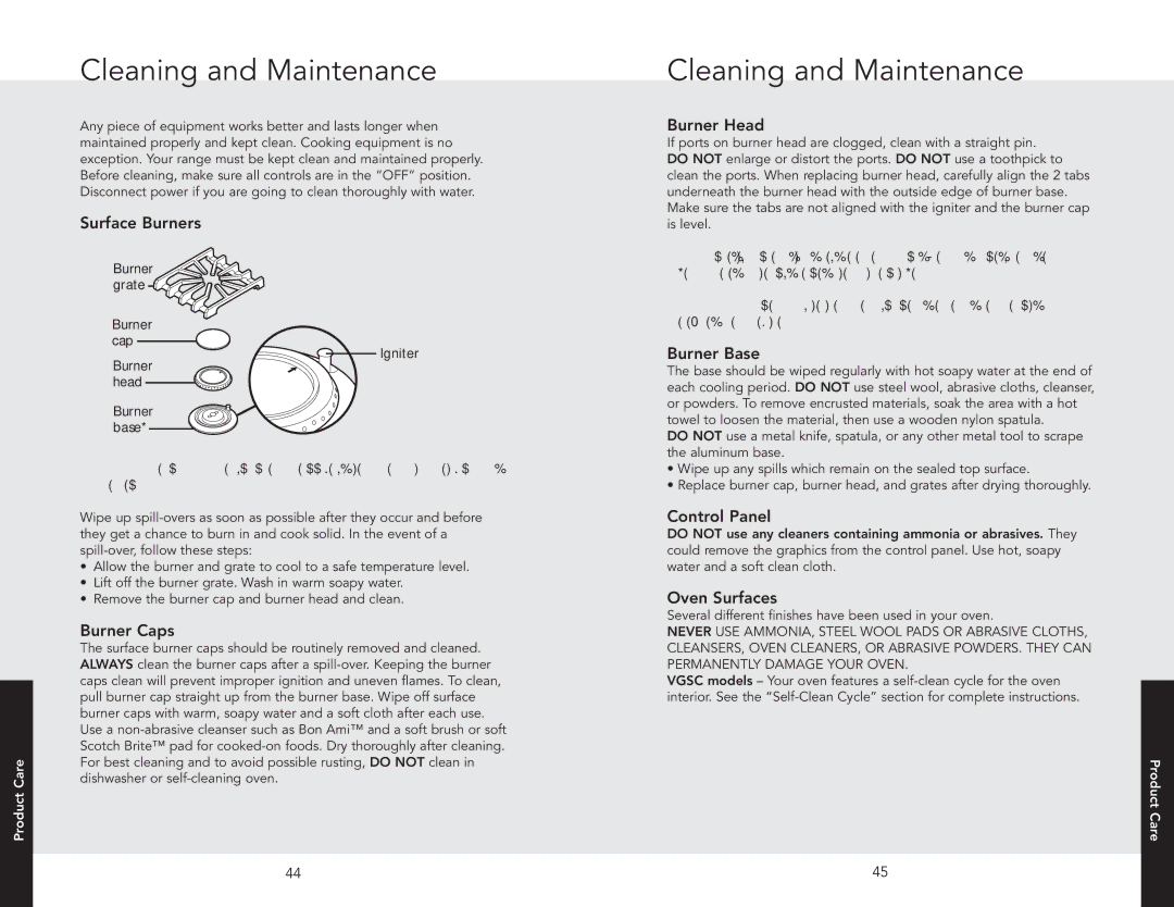 Viking F20543 manual Cleaning and Maintenance 