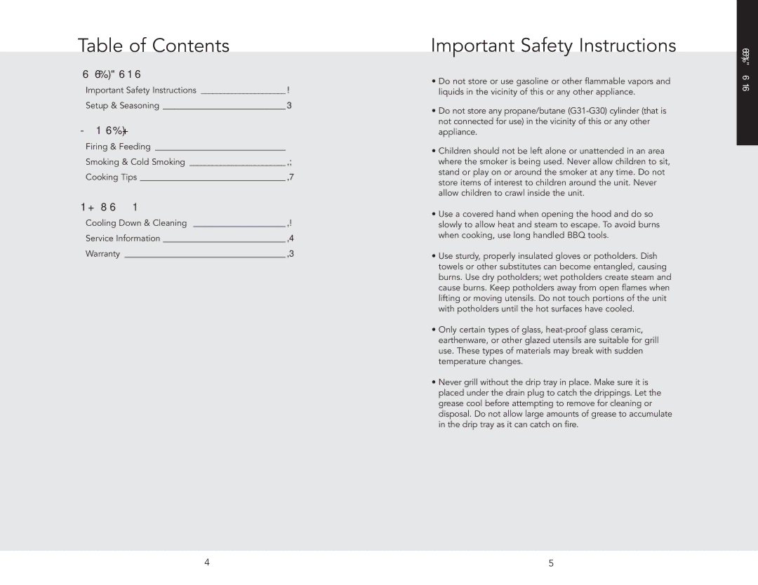 Viking F20556 manual Table of Contents, Important Safety Instructions 