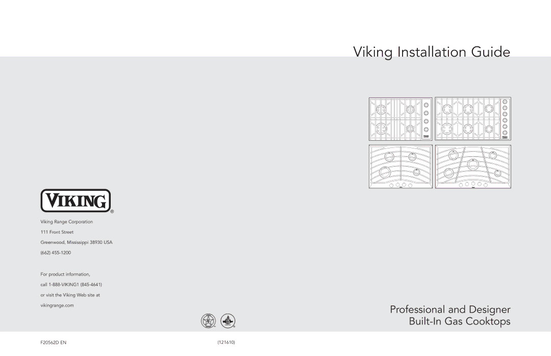 Viking F20562D manual Viking Installation Guide 