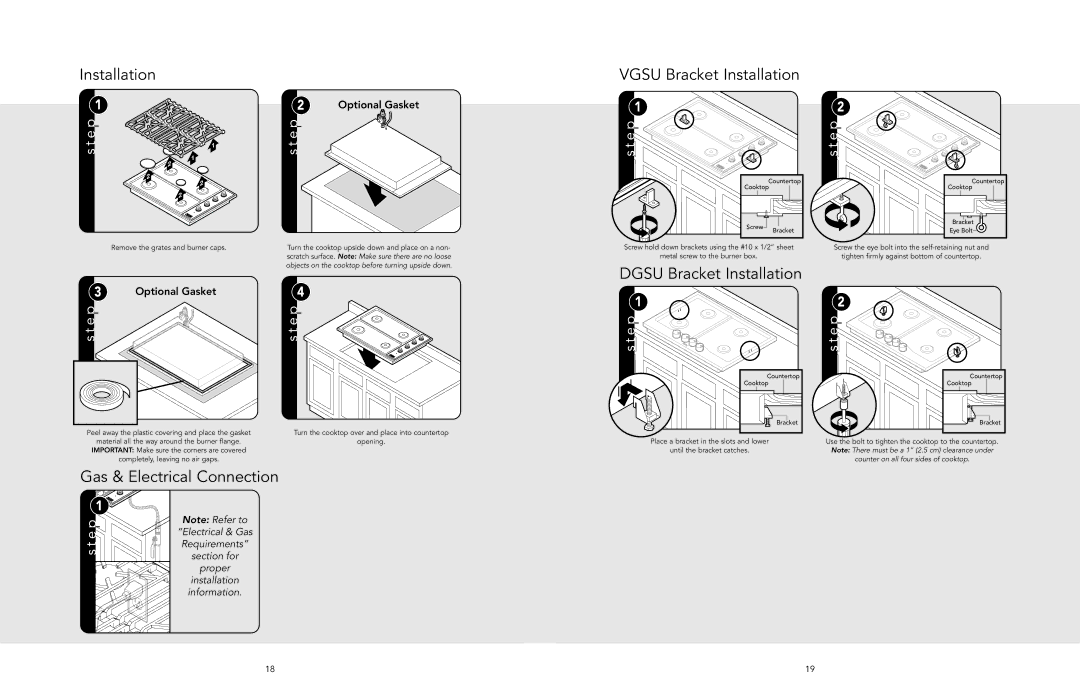 Viking F20562D manual Installation Vgsu Bracket Installation 