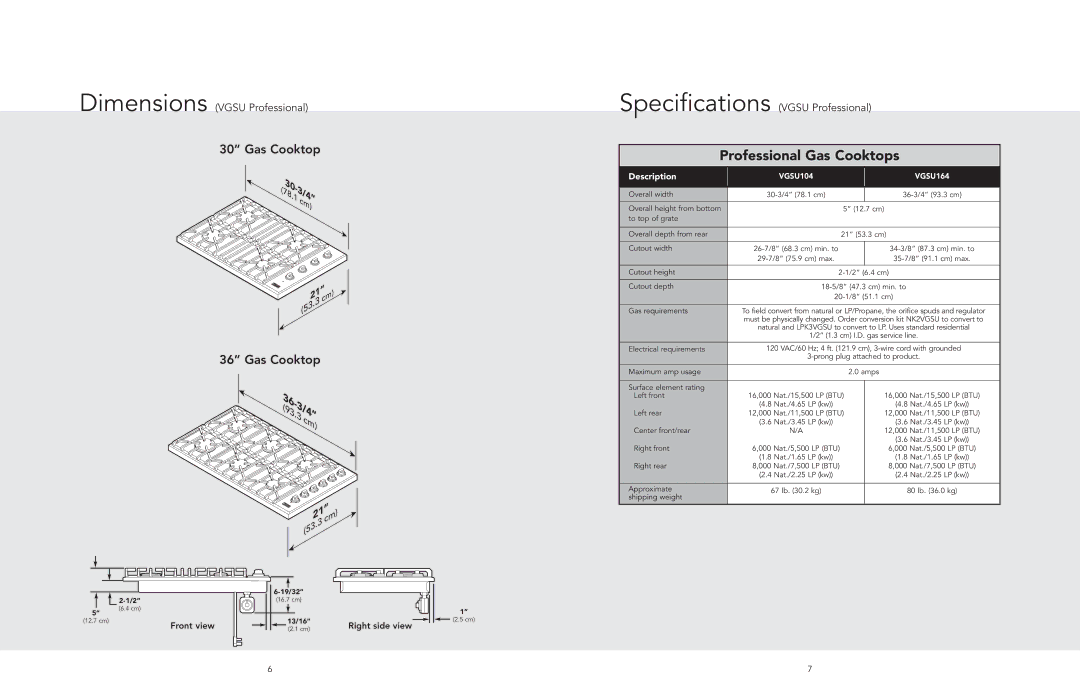 Viking F20562D manual Professional Gas Cooktops 