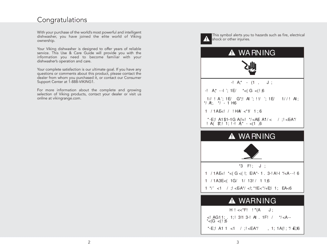 Viking F20631E manual Congratulations 