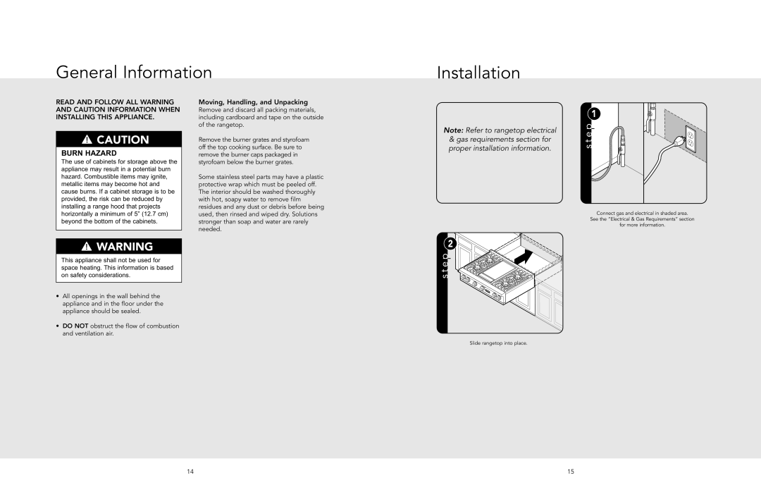 Viking F20637D manual General Information Installation, Burn Hazard 