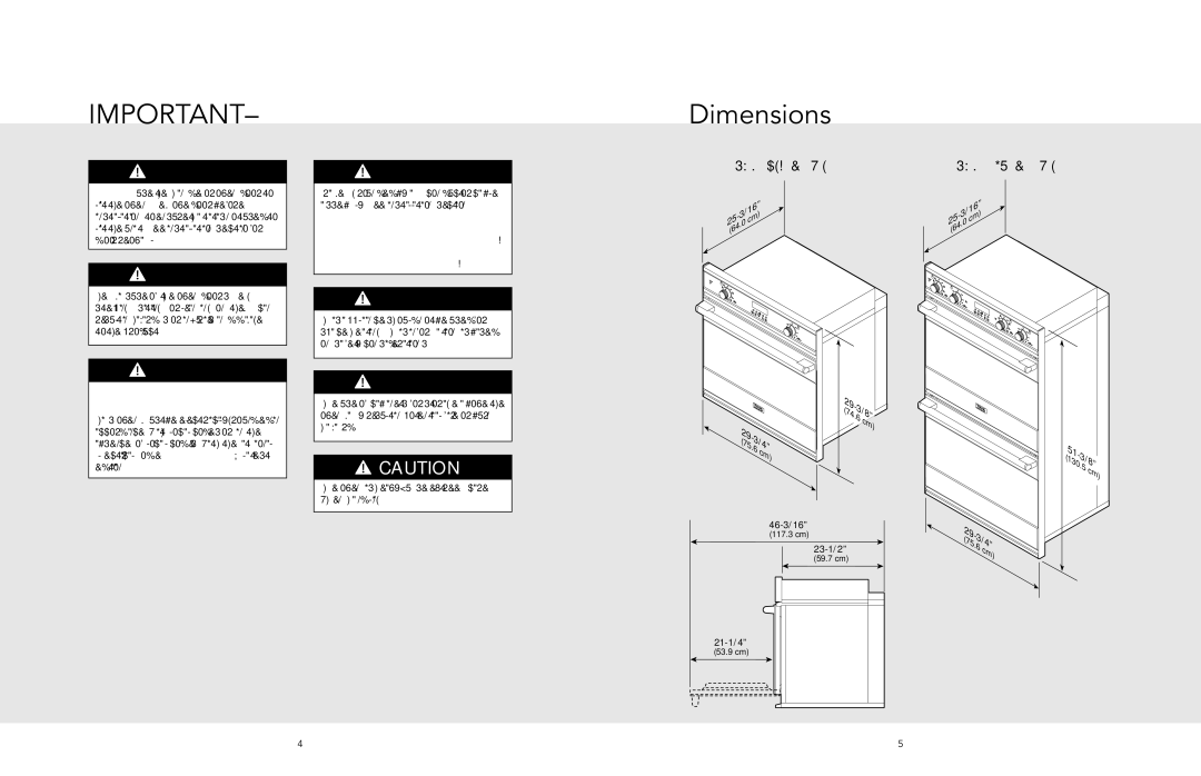 Viking F20670D manual Dimensions, Single Oven Double Oven 