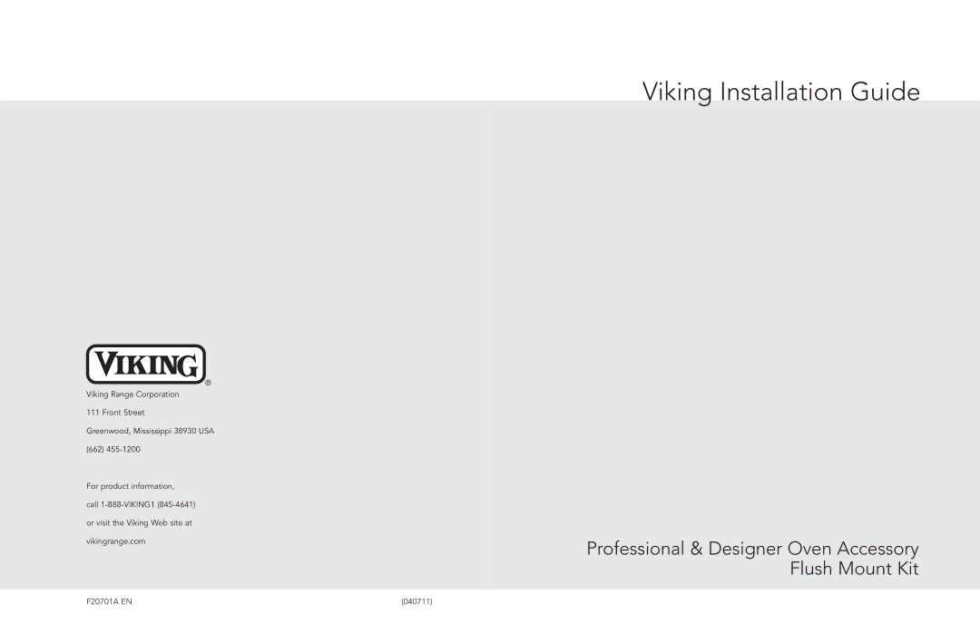 Viking F20701A EN (040711) manual Viking Installation Guide 