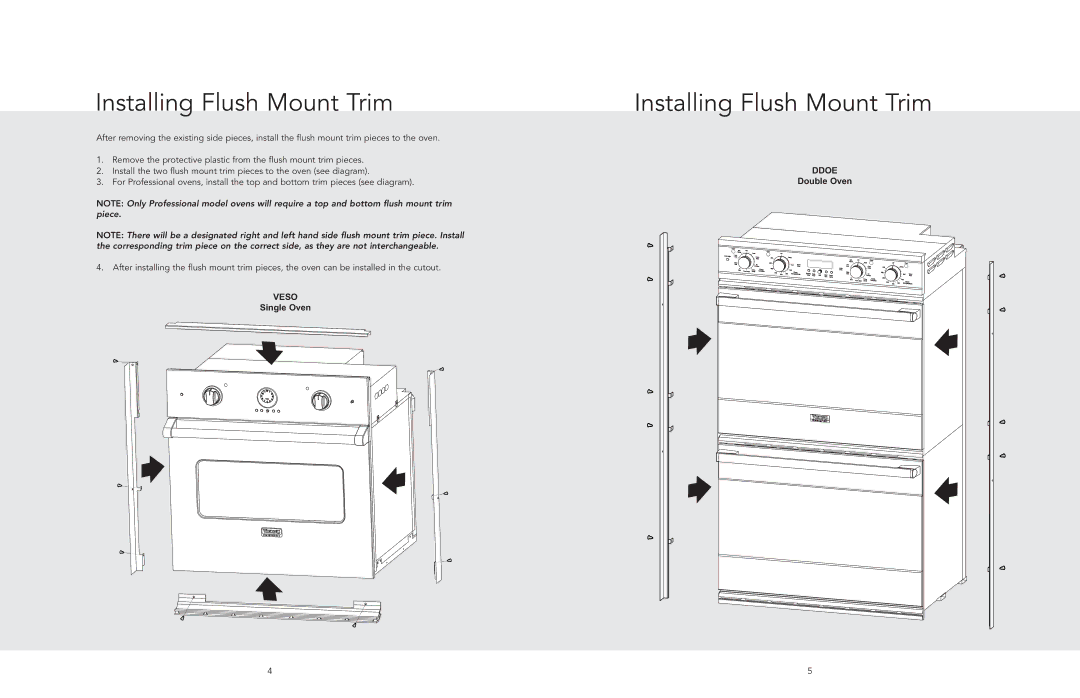 Viking F20701A EN (040711) manual Installing Flush Mount Trim 