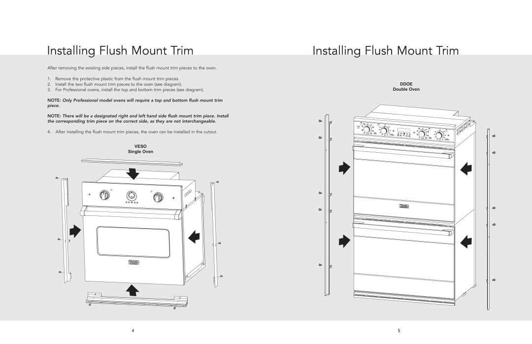 Viking F20701A EN (040711) Installing Flush Mount Trim, Remove the protective plastic from the flush mount trim pieces 