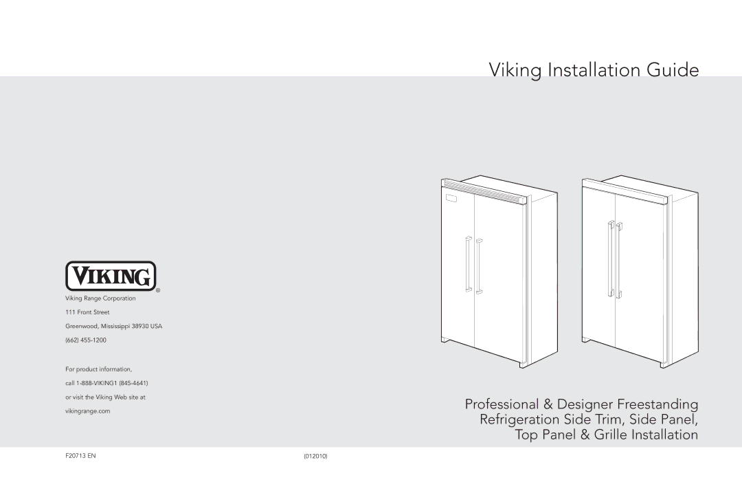 Viking F20713 manual Viking Installation Guide 