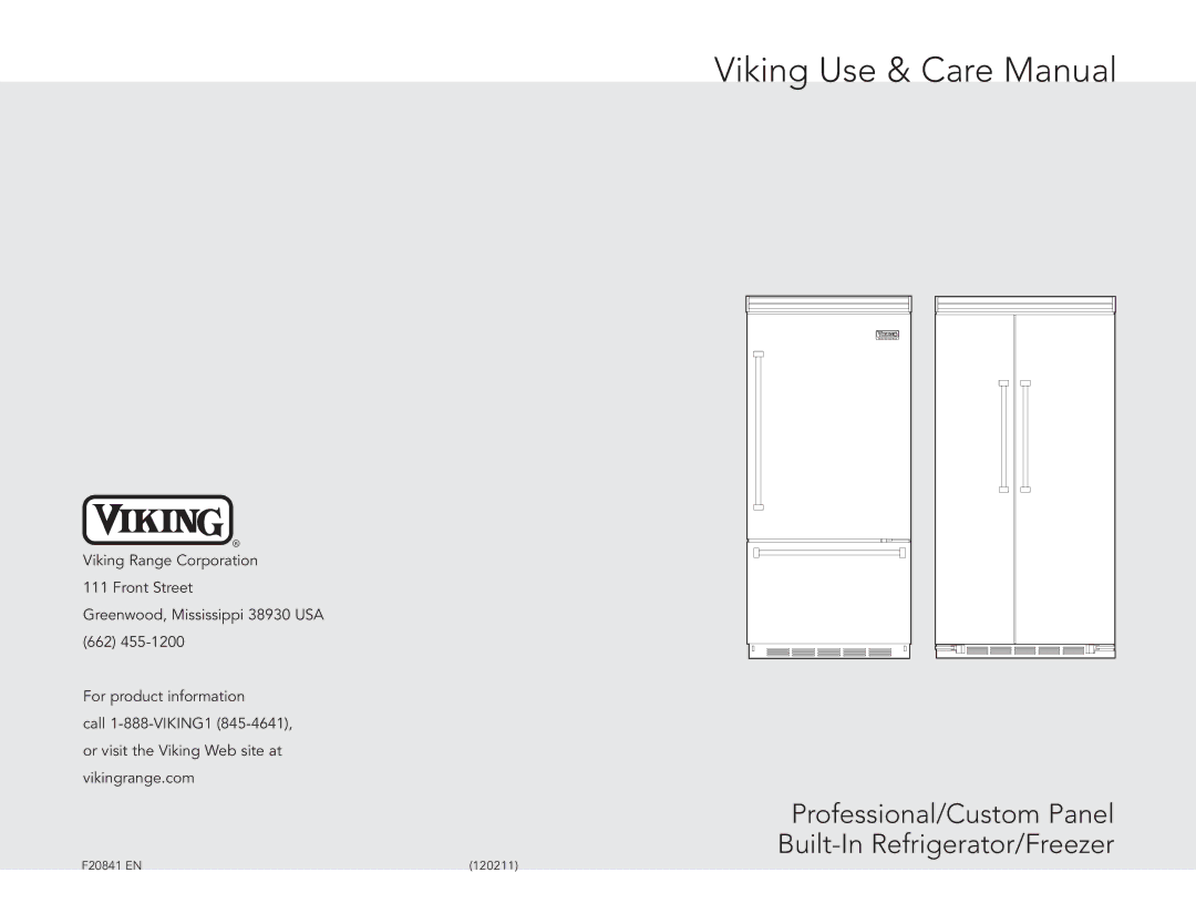 Viking F20841 EN manual Viking Use & Care Manual 