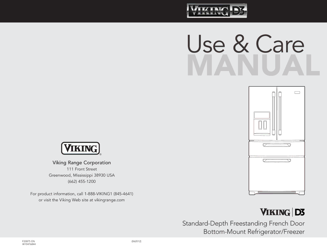 Viking F20875 EN manual Use & Care 