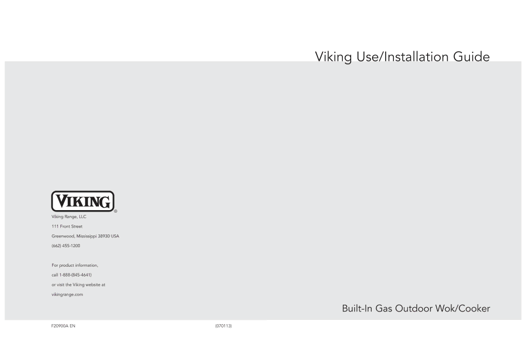 Viking F20900A manual Viking Use/Installation Guide 