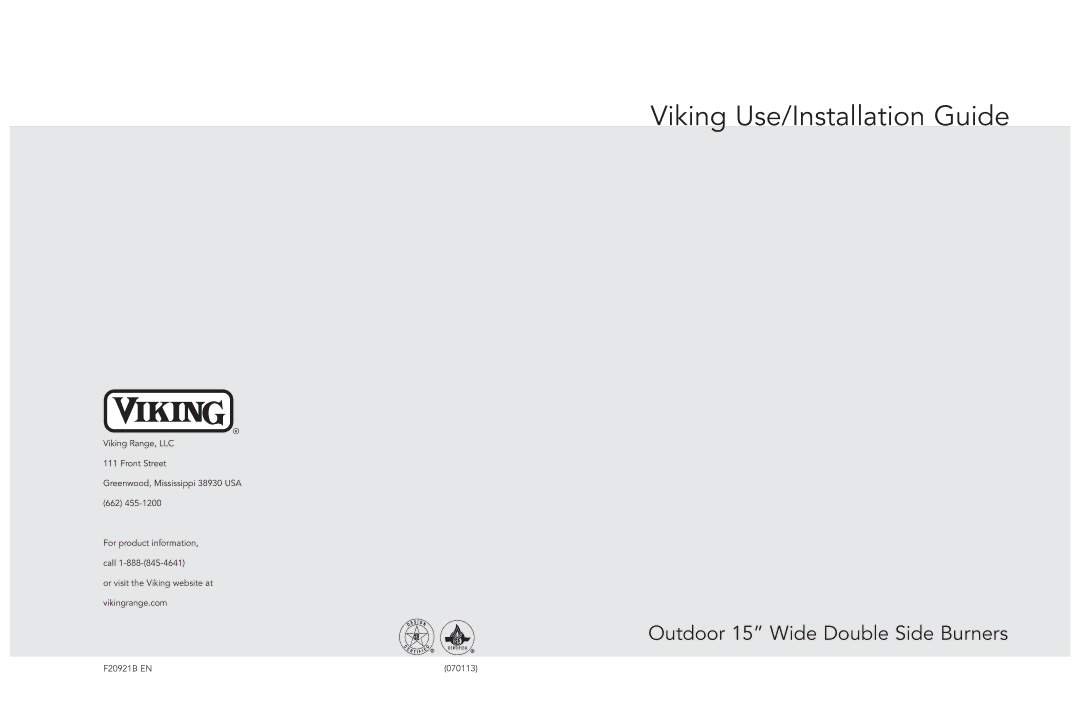 Viking F20921B manual Viking Use/Installation Guide 