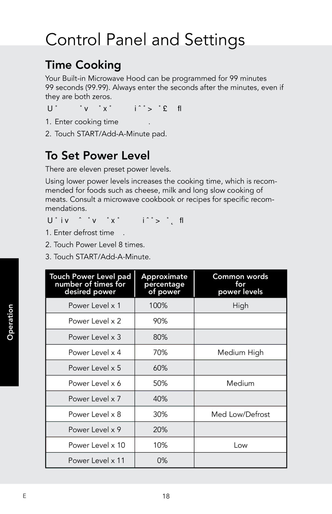 Viking F20974 manual Control Panel and Settings, Time Cooking, To Set Power Level, Operation 