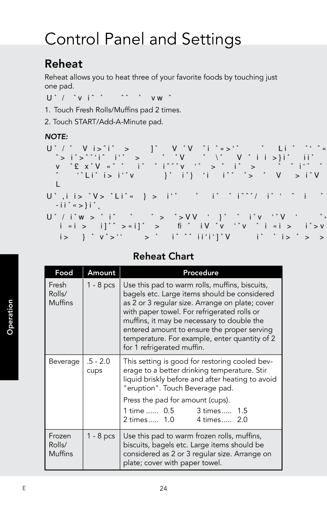 Viking F20974 manual Reheat Chart 