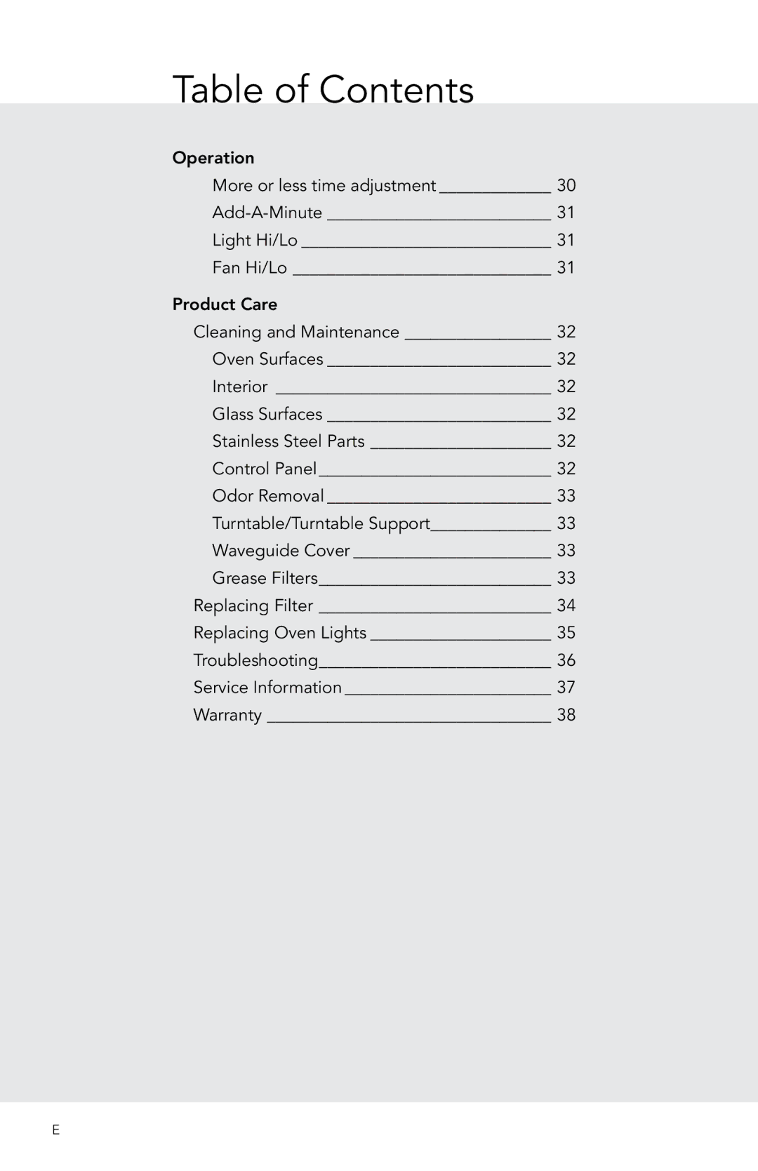 Viking F20974 manual Table of Contents 