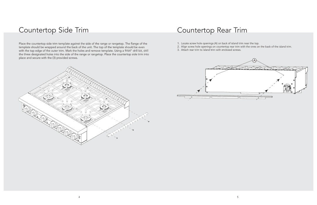 Viking F21040 EN manual Countertop Side Trim, Countertop Rear Trim 