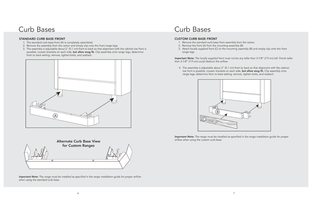 Viking F21040 EN manual Curb Bases, Standard Curb Base Front 