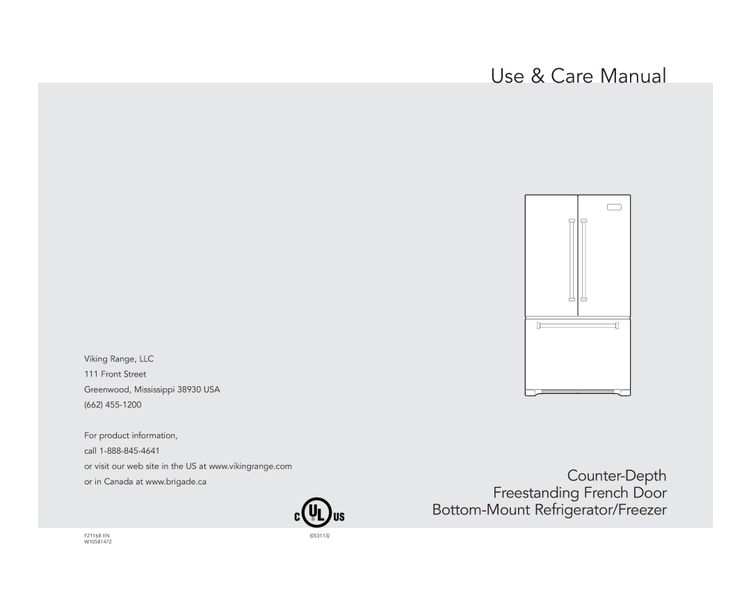 Viking F21168 manual Use & Care Manual 