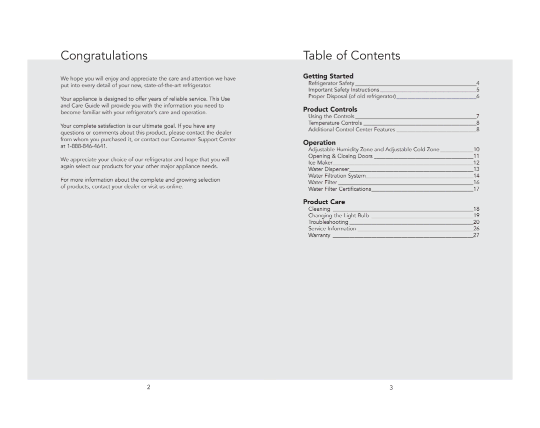 Viking F21168 manual Congratulations, Table of Contents 