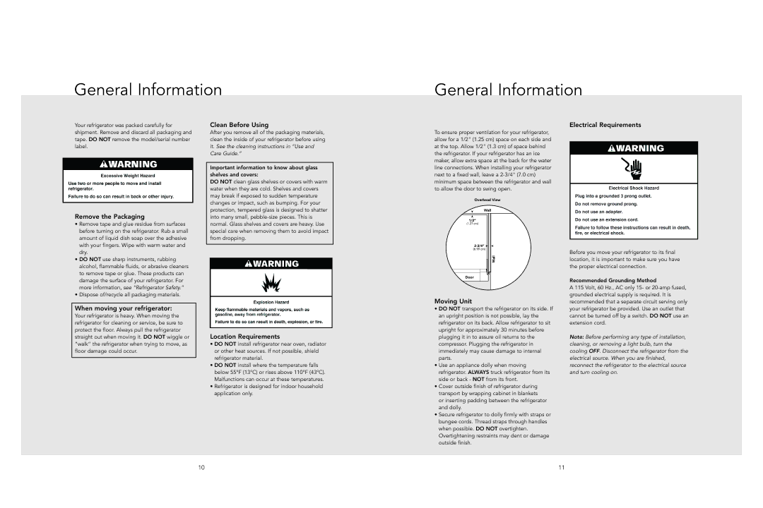 Viking F21169 EN, W10581473 manual General Information 