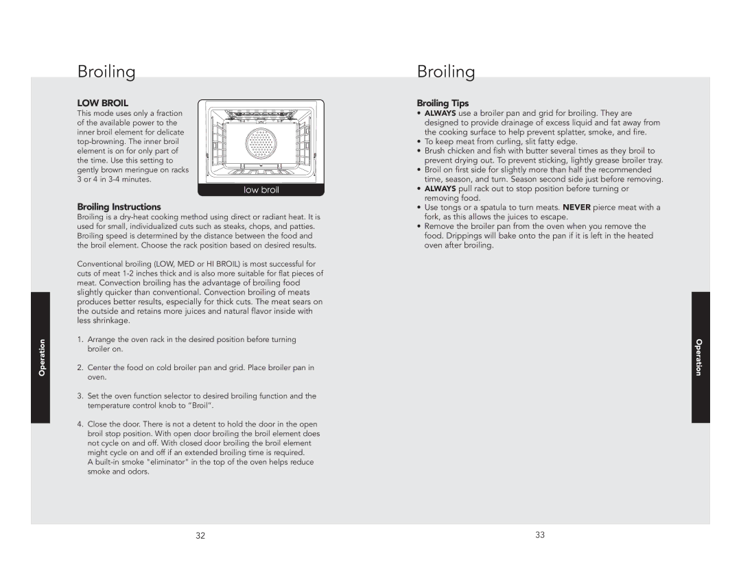 Viking F21192 EN manual Broiling Instructions, Broiling Tips 