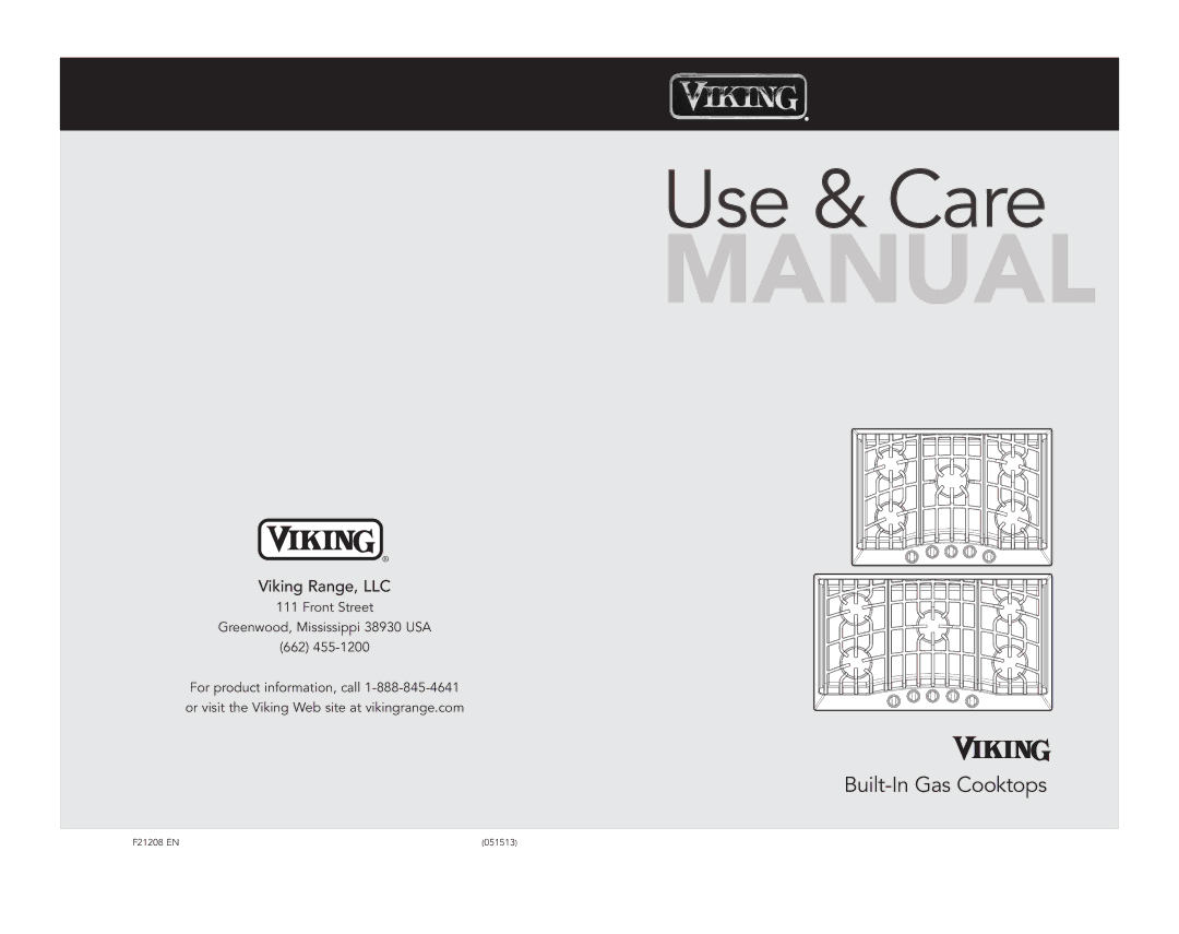 Viking F21208 manual Use & Care 