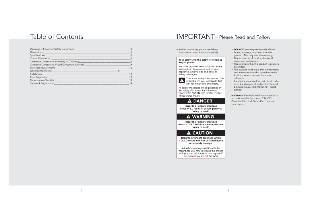 Viking F21213 manual Table of Contents 